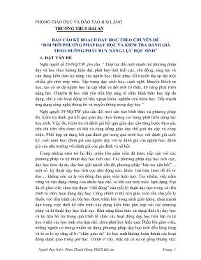 Chuyên đề Đổi mới phương pháp dạy học và kiểm tra đánh giá Tin học 7 - Phan Thanh Hùng